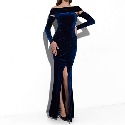 Gisane Velvet Off Shoulder Maxi Dress Dress