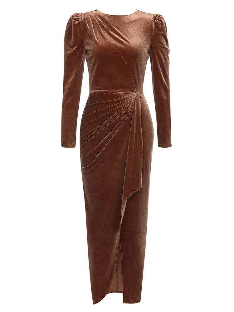 Kira O-Neck Long Sleeve Velvet Dress Dress