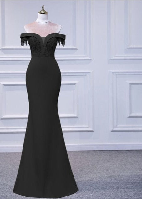 Maeve Jewelled Off Shoulder Maxi Dress Black / US 2 -- Label size S / Floor Length