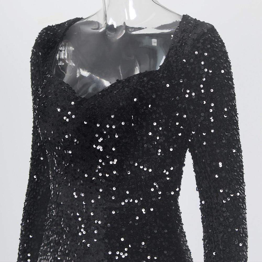 Aimee Long Sleeve Sequined Maxi Dress Dress