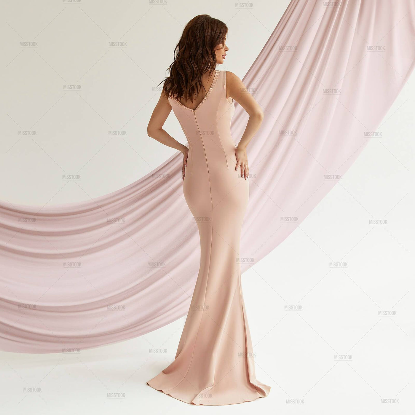 Amora Nude Pink Jeweled Maxi Dress Dress