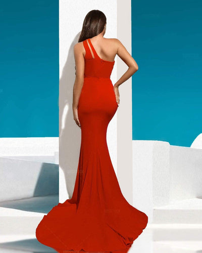 Arlene Black One Shoulder Asymmetric Maxi Dress Dress