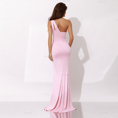 Arlene Pink One Shoulder Asymmetric Maxi Dress Dress