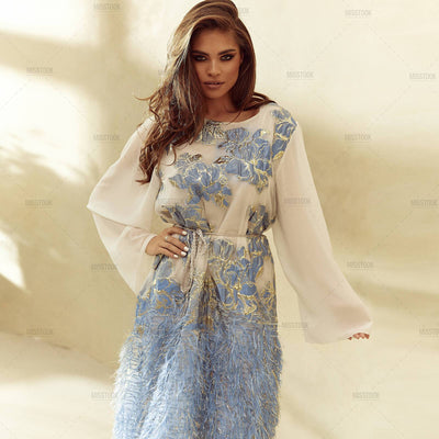 Arwa Light Blue Embroidery Dress Dress