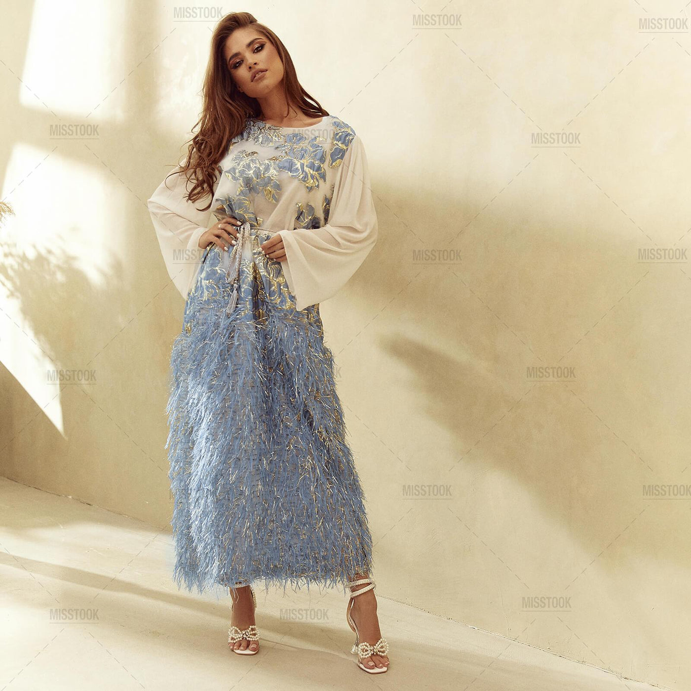Arwa Light Blue Embroidery Dress Dress
