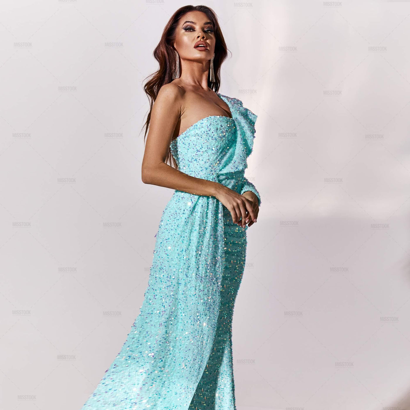 Azzurra One Shoulder Ruffle Maxi Dress Dress