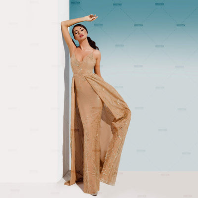 Barbara Gold Sequined Detachable Dress Dress