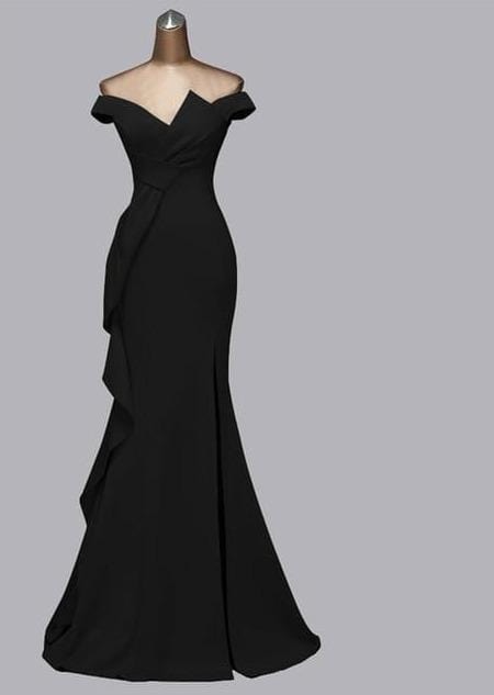 Odella Off Shoulder Ruffle Maxi Dress Black / 12 -- Lable size XL Dress