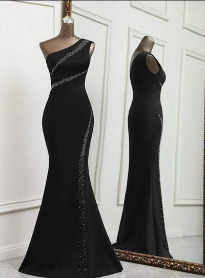 Thara One shoulder Evening Maxi Dress black / 14 -- Lable size XL Dress