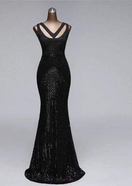 Aubree Mermaid Evening Maxi Dress Black / 2 -- Lable size S Dress