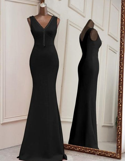 Amora Nude Pink Jeweled Maxi Dress black / 4 -- Lable size M Dress