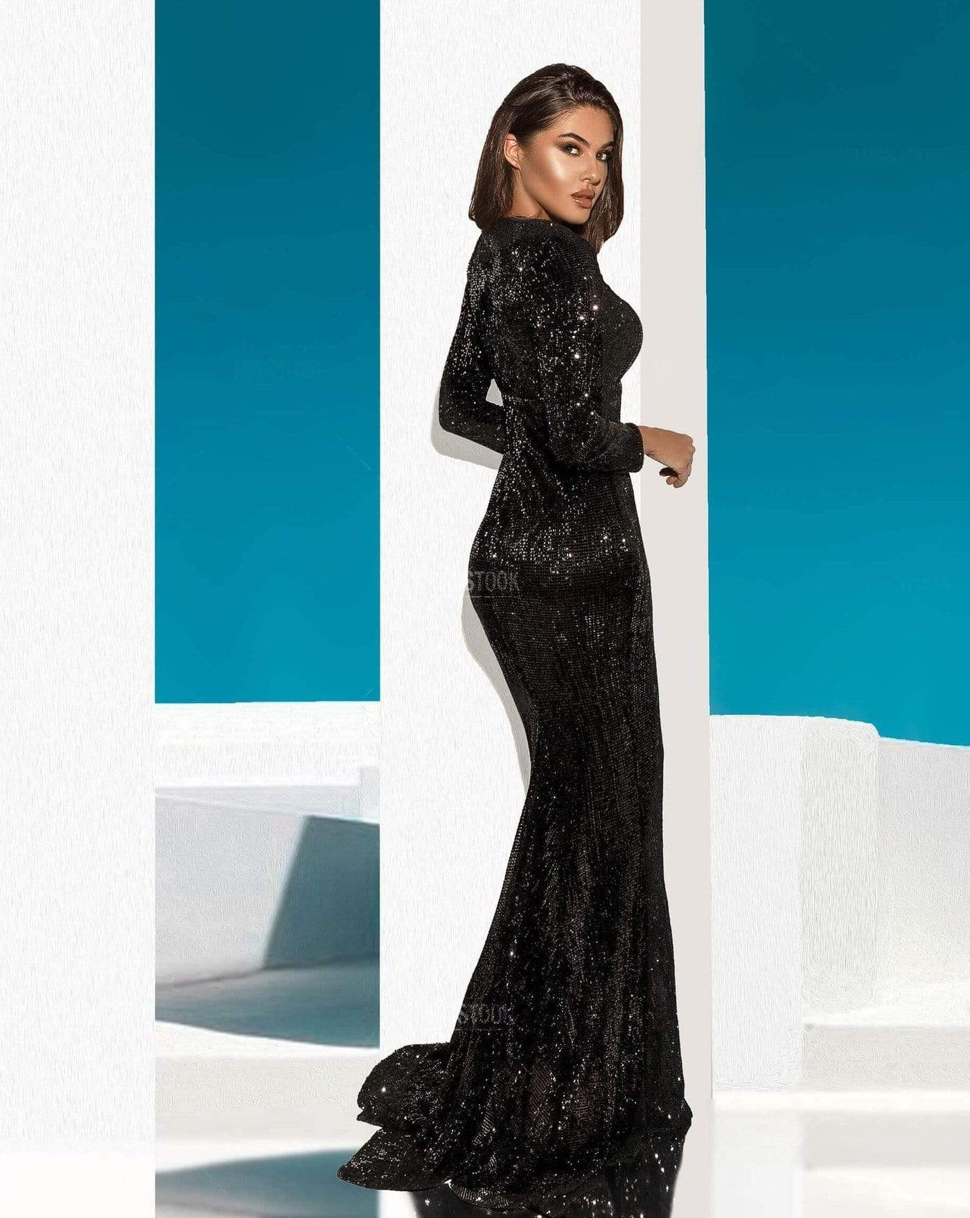 Elva Champagne Sequin Maxi Dress Black / XS Dress