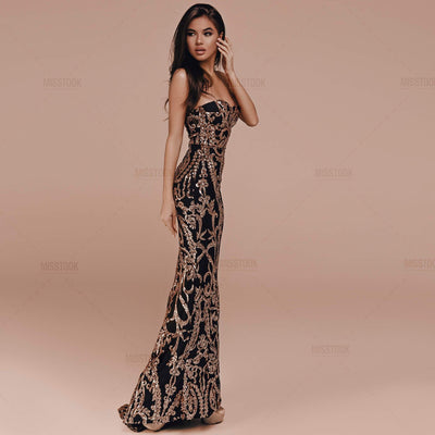 Vittoria Geometry Sequin Maxi Dress Black / XS Dress