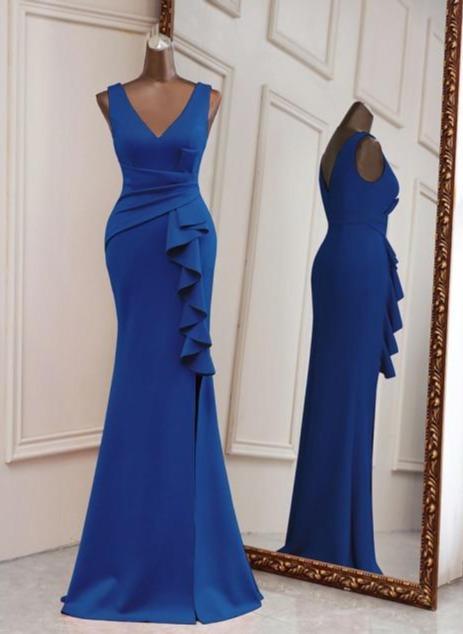 Dionne White Ruffled Maxi Dress Blue / 4 -- Lable size M Dress