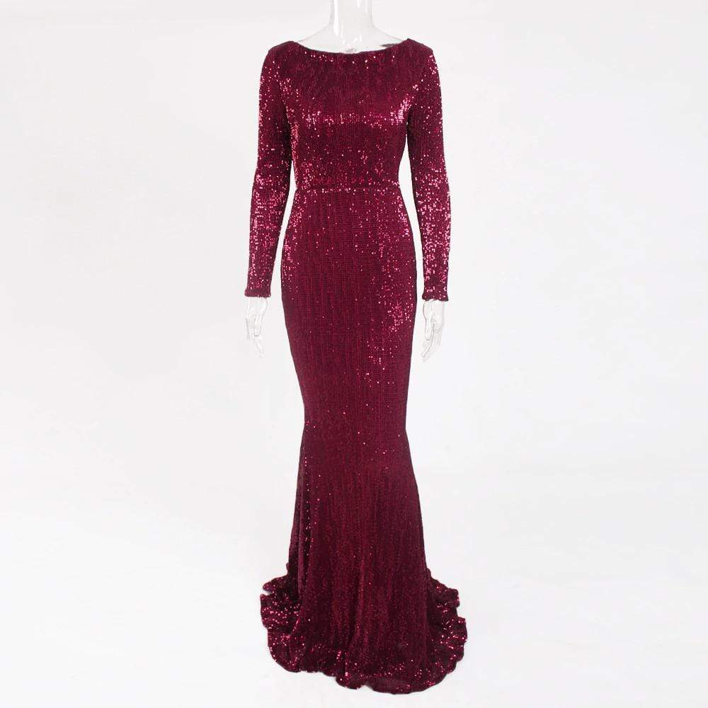 Elva Sequin Maxi Dress Burgundy / XS Dress