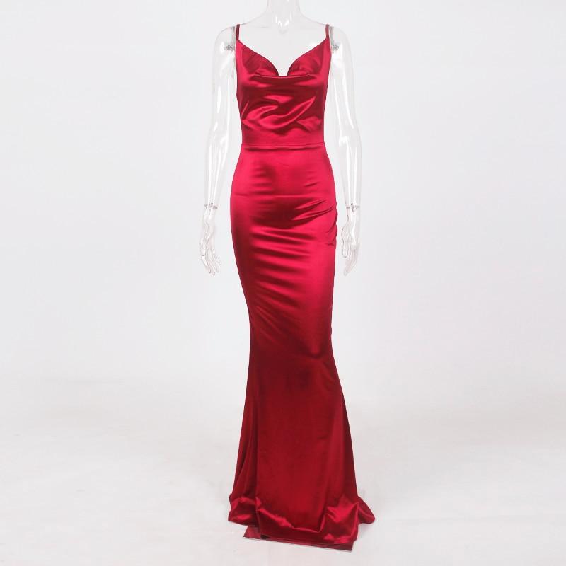 Janelle Satin Backless Maxi Dress Burgundy / XS Dress