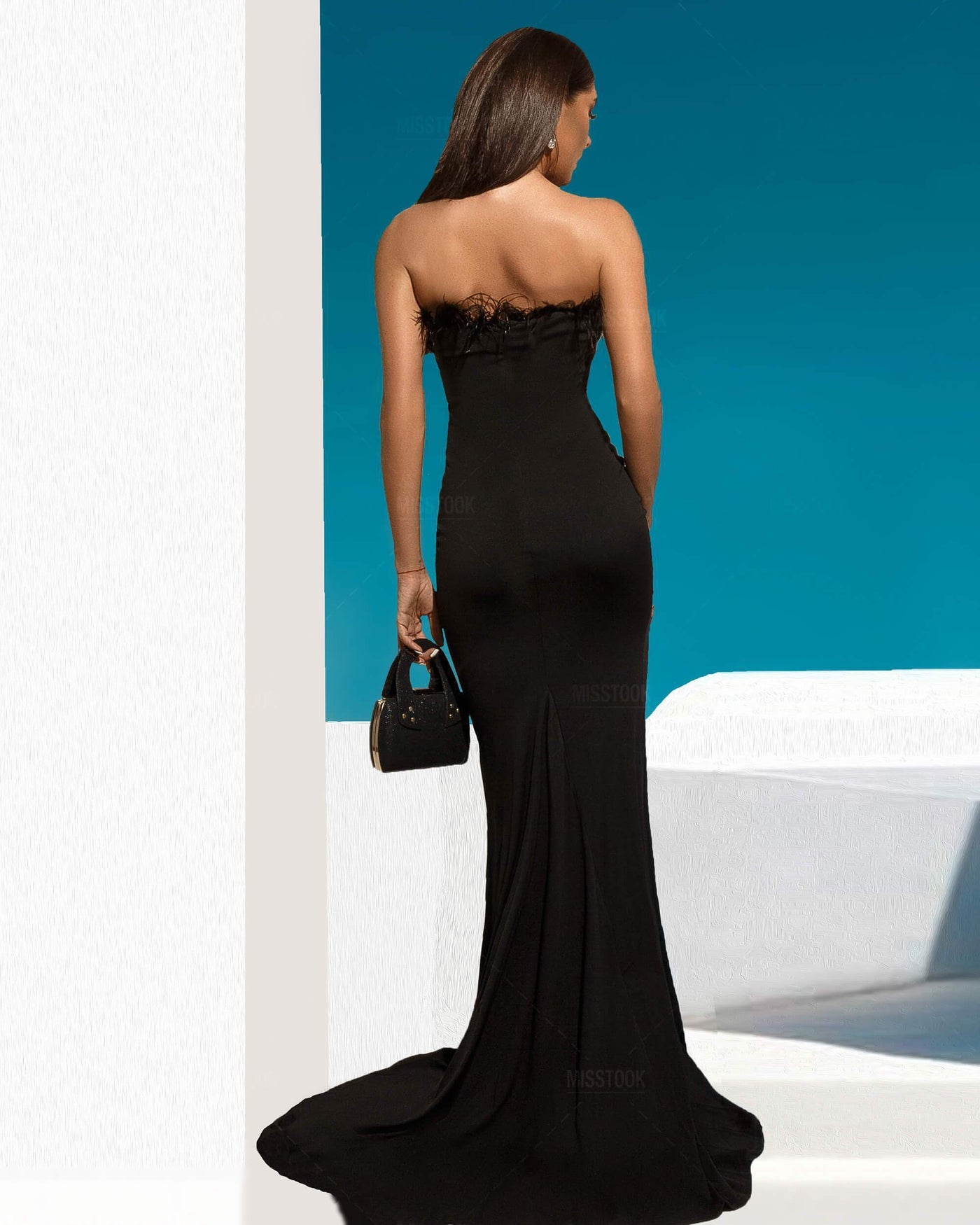 Celia Black Fishtail Maxi Dress Dress