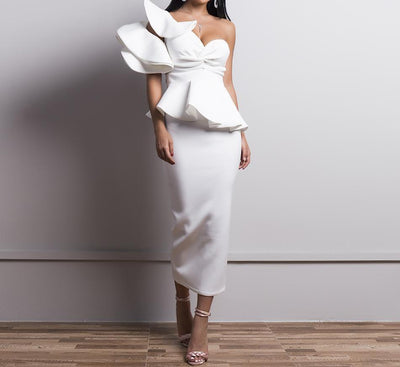 Darla White One-Shoulder Ruffle Dress Dress