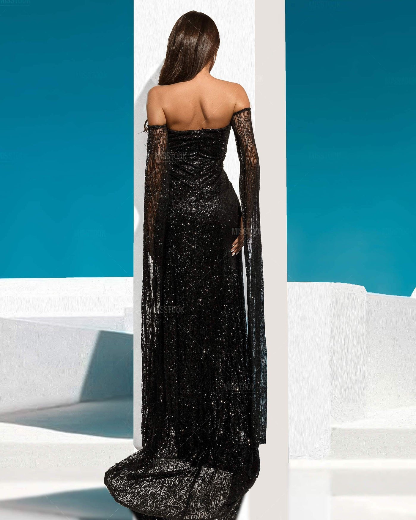 Darlyne Black Off Shoulder Glitter Dress Dress
