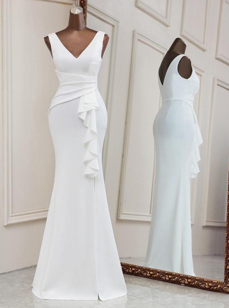 Dionne White Ruffled Maxi Dress Dress