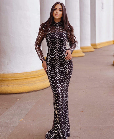 Elaina Black Sequin Maxi Dress Dress