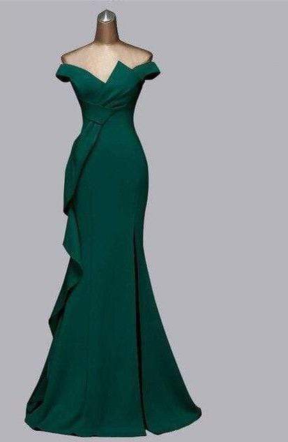 Odella Off Shoulder Ruffle Maxi Dress Green / 16-- Lable size XXL Dress