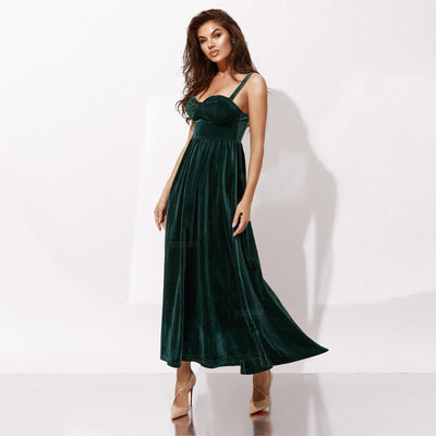 Abra Emerald Green Velvet Dress GREEN / XS Dress