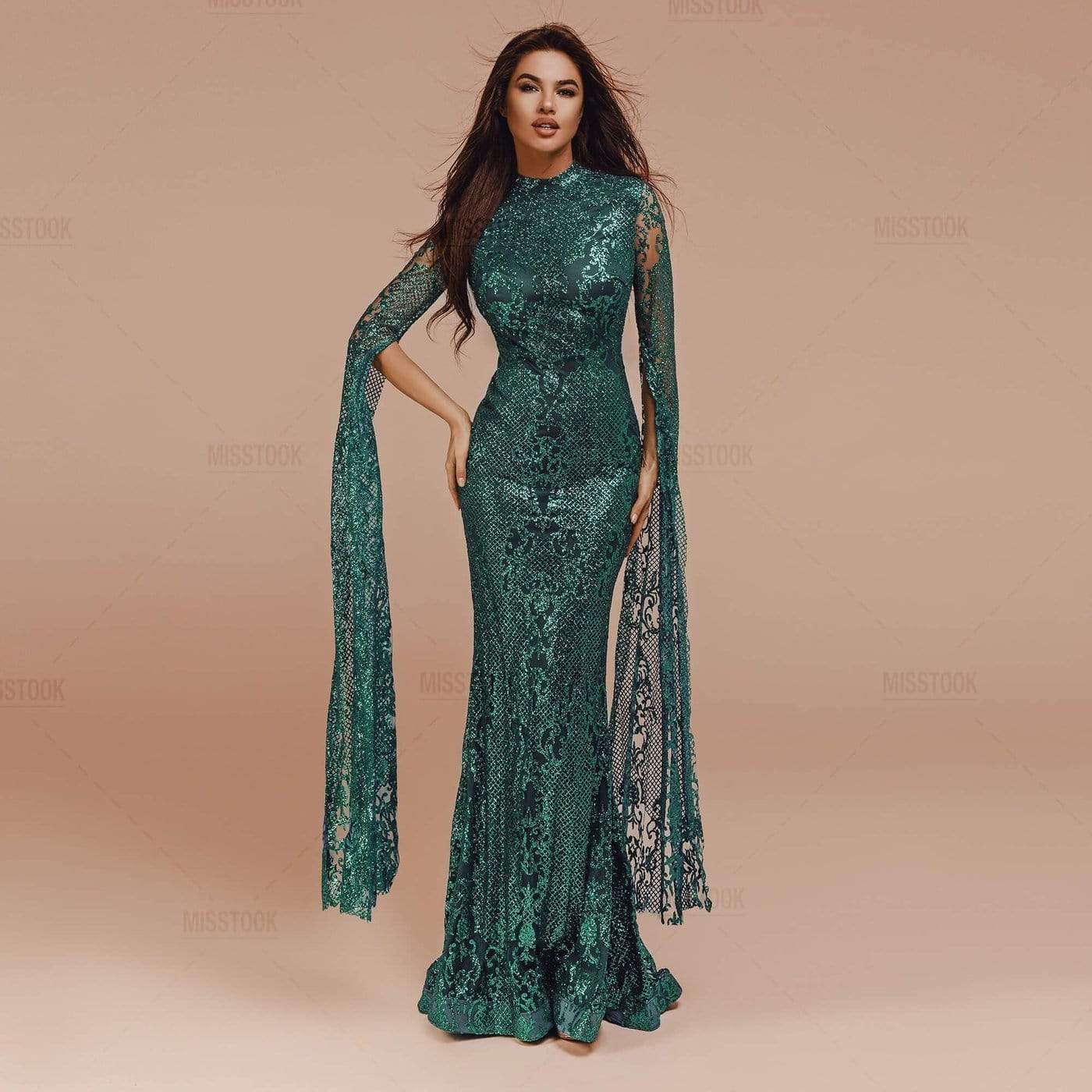 Safiya Glitter Maxi Dress Green / XS Dress