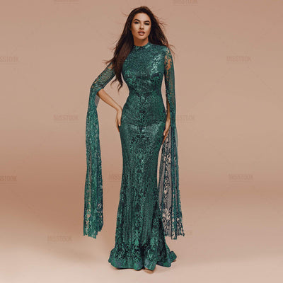 Safiya Glitter White Maxi Dress Green / XS Dress