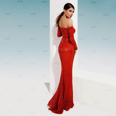Jamila Red Deep V Maxi Dress Dress