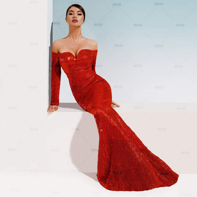Jamila Red Deep V Maxi Dress RED / XS Dress