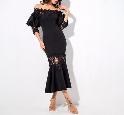 Laurie Black Lace Midi Dress Dress