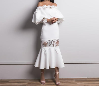 Laurie White Lace Midi Dress Dress