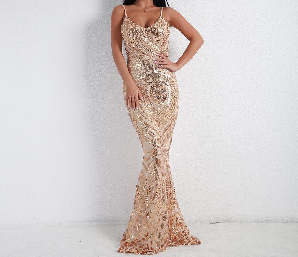 Minna Gold Sequin Maxi Dress Dress