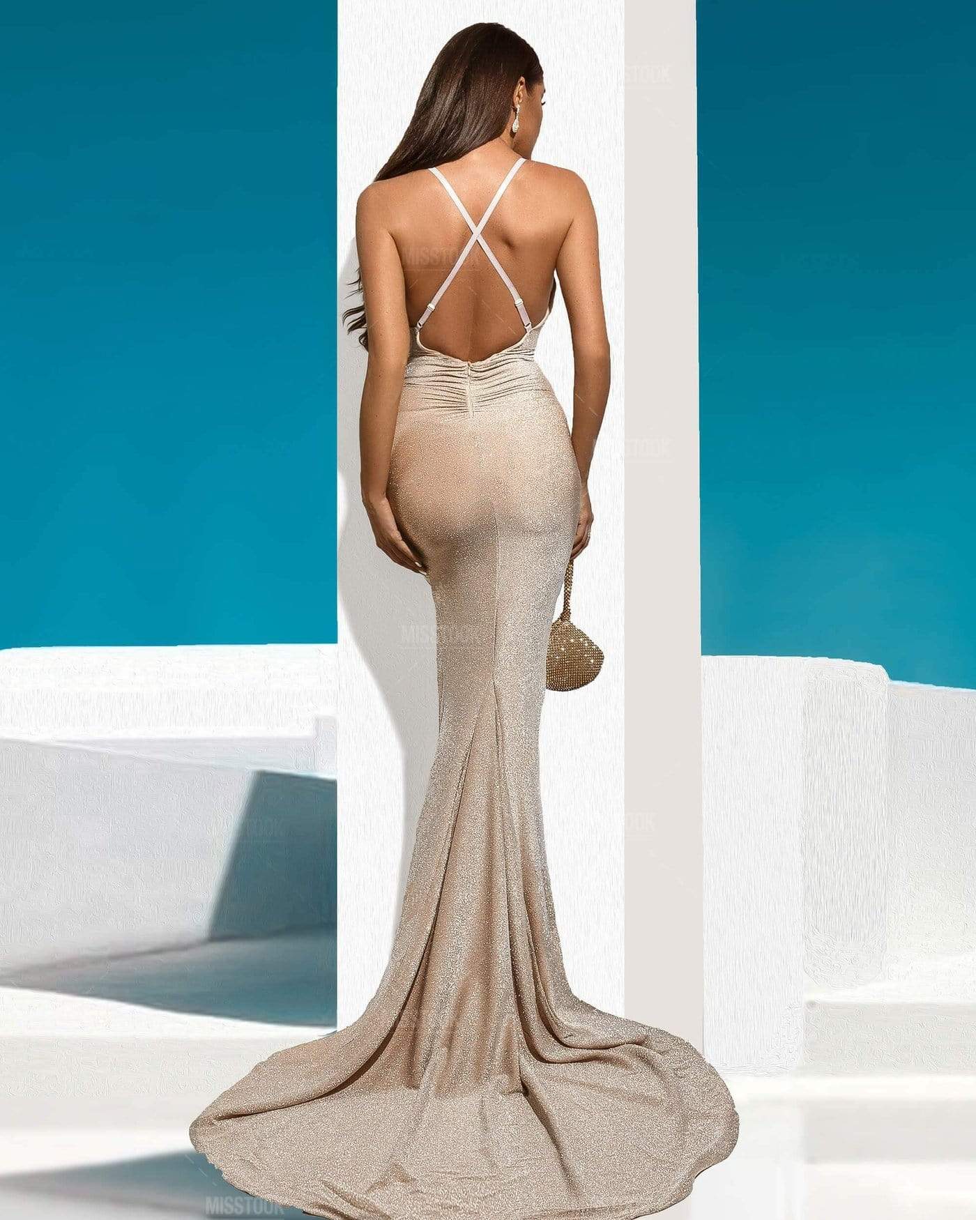 Miranda Nude Shiny Bodycon Dress Dress