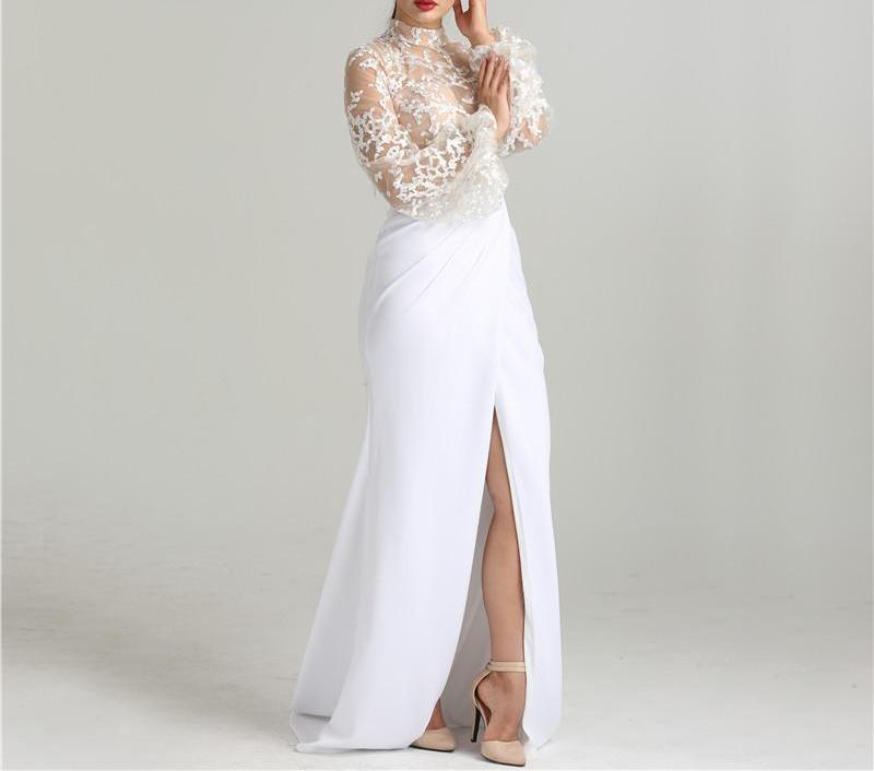 Misstook Label Chiffon White Dress Dress