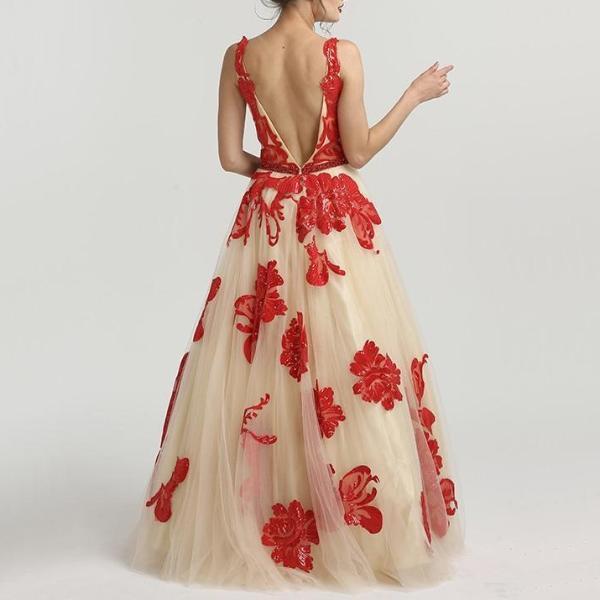 Misstook Label Flower Embroidery Dress Dress