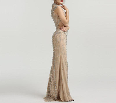 Misstook Label Luxury Jeweled Evening Gown Dress
