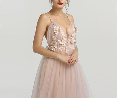 Misstook Label Nude Flower Evening Dress Dress