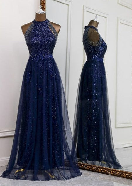 Dalene A-line Style Black Maxi Dress Navy Blue / US 2- Lable size S / Floor Length Dress