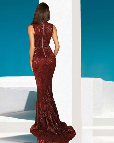 Nessie Burgundy Sequin Maxi Dress Dress