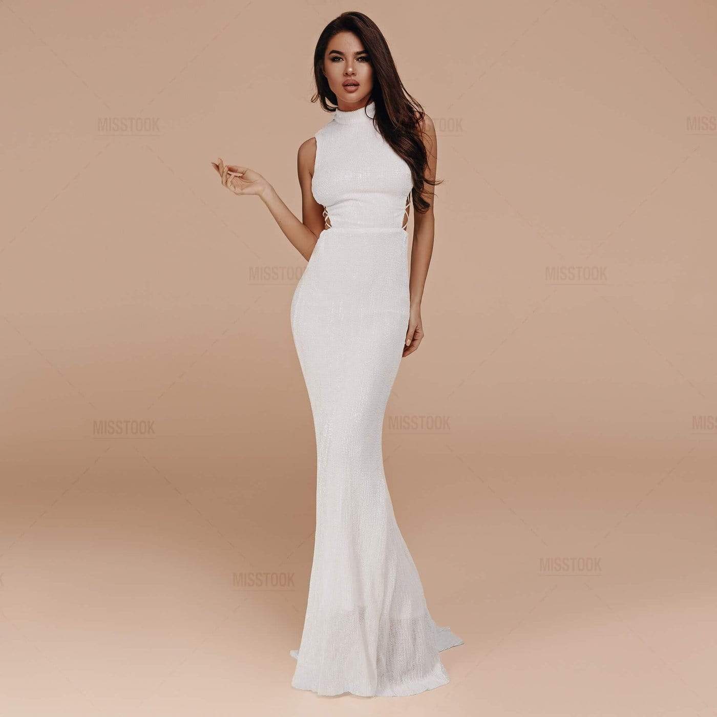 Nessie Sequin White Maxi Dress Dress