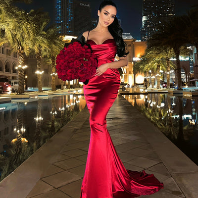 Nova Red Fishtail Maxi Dress Dress