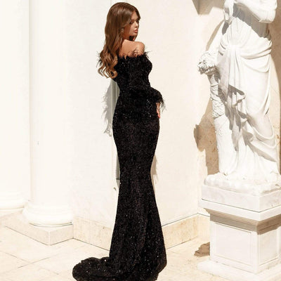 Phemie Black Long Sleeve Sequin Dress Dress