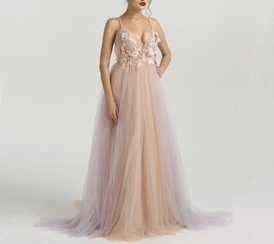 Misstook Label Nude Flower Evening Dress pink / 10 Dress
