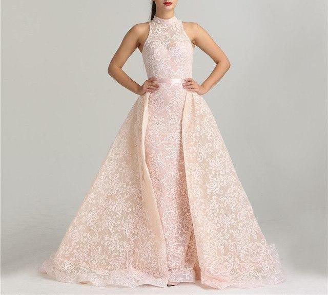 Misstook Label Pink Detachable Train Evening Dress PINK / 2 Dress
