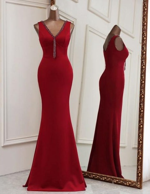 Amora Nude Pink Jeweled Maxi Dress Red wine / 2 -- Lable size S Dress
