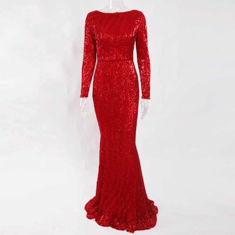Elva Sequin Maxi Dress Red / XS Dress