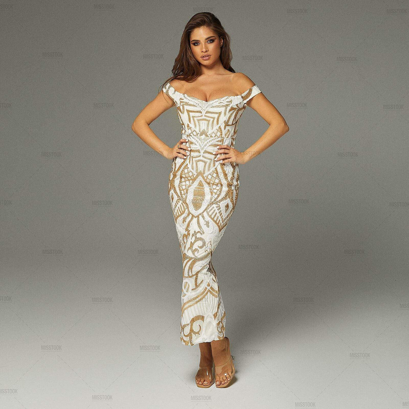 Regina White Sequined Midi Dress Dress