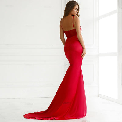 Selma Red Satin Maxi Dress
